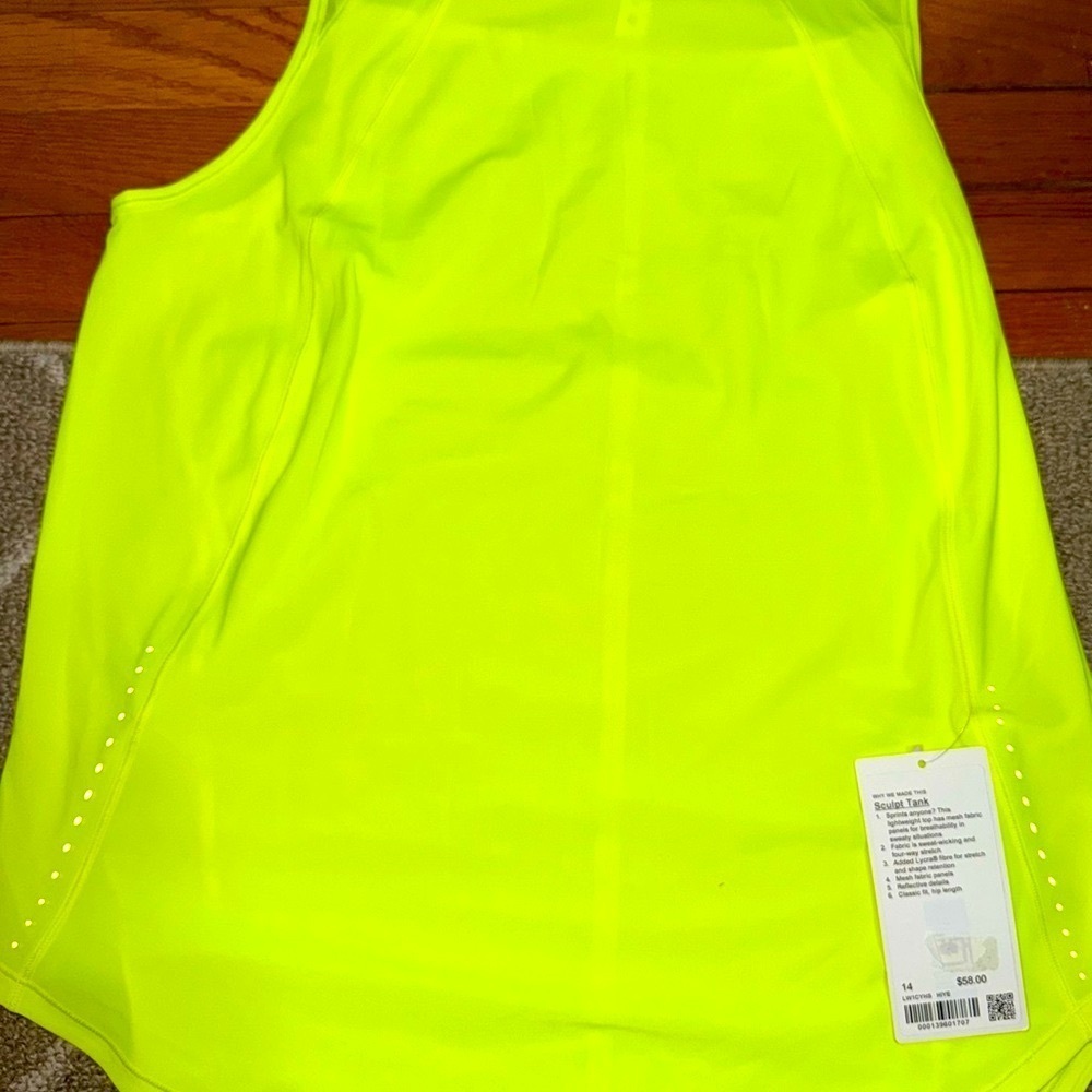 NWT lululemon athletica Sculpt Tank - Neon Yellow